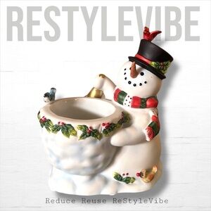 PARTYLITE Snowman Candle Votive Holder Figurine Snowbell NIB Christmas Decor